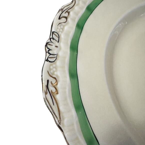 Vintage Grindley Serving Platter Cream with Gold & Green Accents Numbered 4124 - Picture 2 of 4